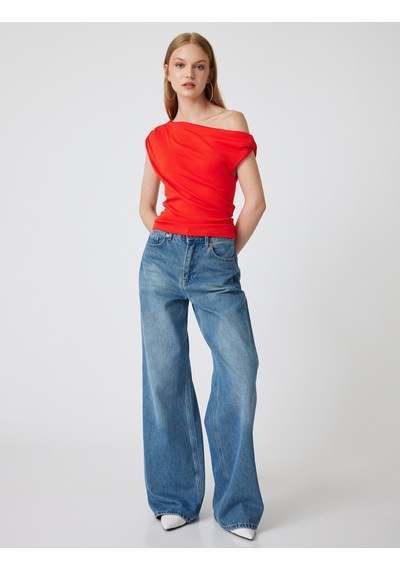 Koton Tek Omuz Üst Omzu Açık Drapeli Slim Fit Pamuklu Kırmızı 4sal30227ık Kırmızı Koton Tek Omuz Üst Omzu Açık Drapeli Slim Fit Pamuklu Kırmızı 4sal30227ık Kırmızı