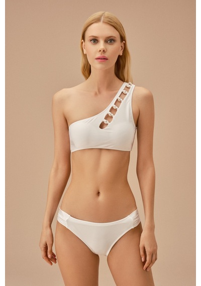 Suwen Tek Omuz Aksesuarlı Bralet Bikini Üst Sb24365101 Beyaz