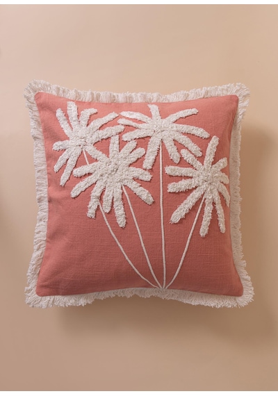 The Mia Bohem Palmiye Desenli Kırlent Somon 45 X 45 Cm Somon