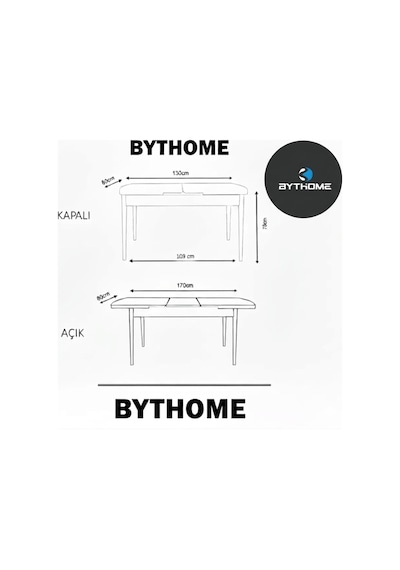 Byt Home Mutfak Masası Açılabilir Masa 6 Kişilik Masa Ahşap Masa Gri Bermuda Byt Home Mutfak Masası Açılabilir Masa 6 Kişilik Masa Ahşap Masa Gri Bermuda