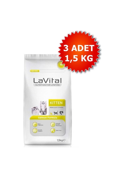 Lavital Somonlu Yavru Kedi Maması 3 x 1500 G