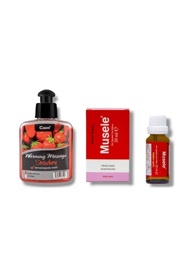 Caas Çilek Aromalı Isıtıcılı Cinsel Masaj Yağı 100 Ml + Musele Kadınlara Özel Damla
