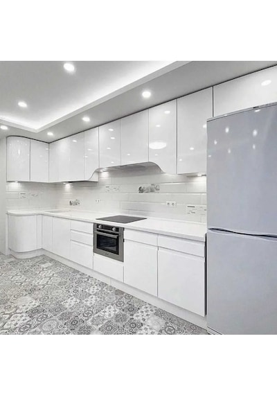 100x50cm Parlak Beyaz Yapışkanlı Folyo Mutfak Dolap Ve Mobilya Ka