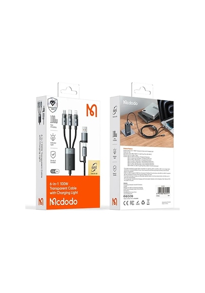 Mcdodo CA-7260 1.5 M 6in1 100 W Şeffaf Çoklu Kablo
