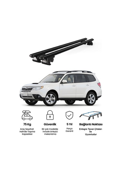 Venüs Subaru Forester 2008-2012 Uyumlu Siyah Ara Atkı Port Bagaj Tavan Barı