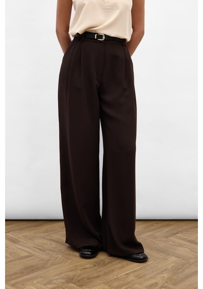 Sateen Luna Krep Pantolon - Kahve-136964 Kahve