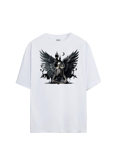 Ogc İskelet Maske Oversize Unisex T-shirt Beyaz