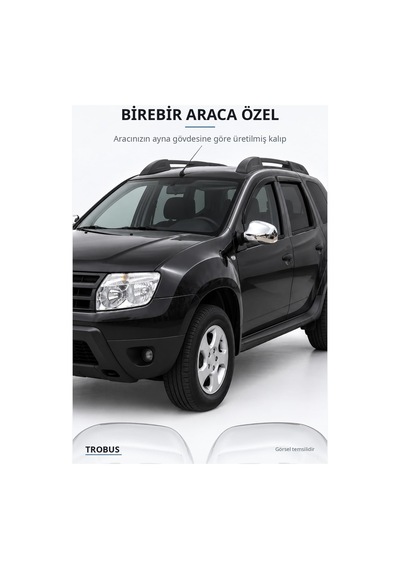 Dacia Duster 2010-2012 Uyumlu Krom Ayna Kapağı 2 Parça Abs Krom