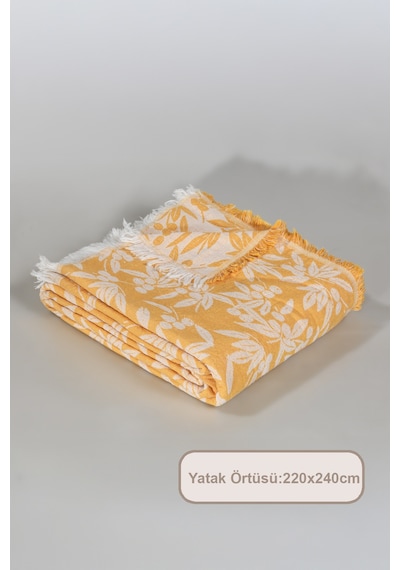 Elart Tina Pike Yatak Örtüsü Çift Kişilik %100 Pamuk 220x240 Cm Sarı Sarı
