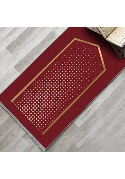 Evaşk Namazlık Dokuma Halı Kaymaz Muslumana Seccade 66x113 KIRMIZI EVAŞK601A80