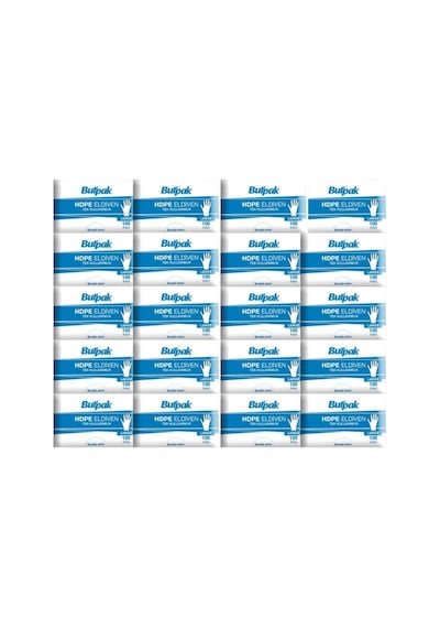 Burpak Hdpe İş Temizlik Tek Kullanımlık Şeffaf Eldiven / Büyük Boy / 100 Adetlik 20 Paket - Koli