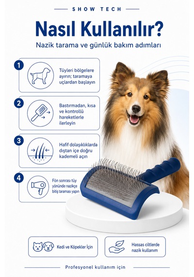 Showtech Tuffer Than Tangles Uzun Tüylü Kedi Ve Köpekler İçin Yumuşak Pinli Fırça