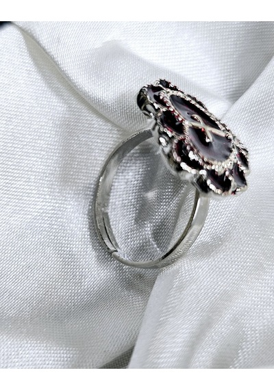 Dükkan Design Gotik Haçlı Kalp Yüzük Kırmızı