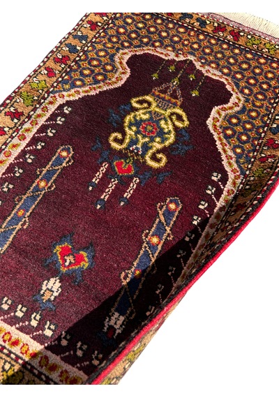 El Dokuma Küçük Namazlık 64x110 Bordo Kök Boya Namazlık Bordo