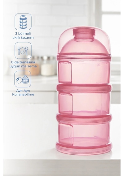 Babyjem Katlı Toz Mama Kabı Pembe