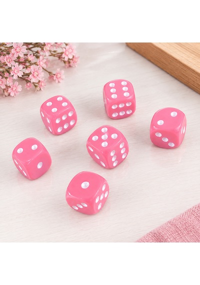 Sera 16 Mm Pembe Okey Zarı 6'lı Set Renkli Plastik Oyun Zarı