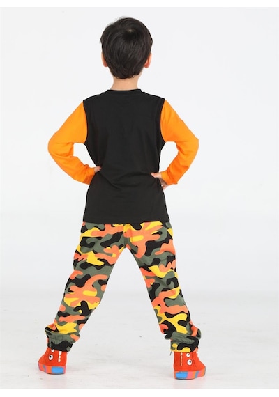 Casabony Gamer Erkek Çocuk Kamuflaj Pantolon + T-shirt Takım-renkli Çok Renkli