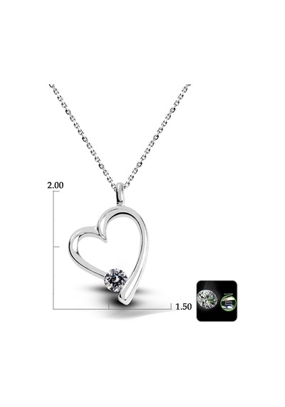 Kuyumcudukkani 6mm Zirconia Taşlı"kalp"kolye - 32112-6mm-w Beyaz