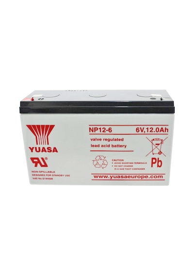 Yuasa Np12-6 Pil Kurşun Pb 6 Volt 12ah Faston Fiş İle Temas 6.3mm Geniş