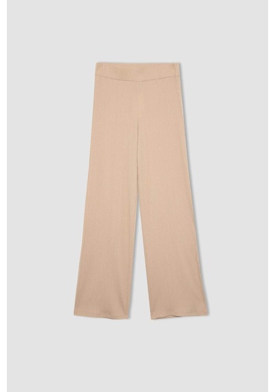 Defacto Bürümcük Pantolon Wide Leg Geniş Bol Paça Beli Lastikli C0200AX24SP Bej
