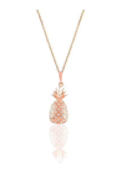 Gümüş Rose 21 Mm Zirkon Taşlı Ananas Kolye