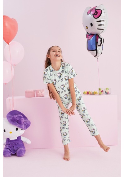 Siyah İnci Lisanslı %100 Pamuk Çok Renkli Bisklet Yaka Pijama Takım Hk002 Yeşil Siyah İnci Lisanslı %100 Pamuk Çok Renkli Bisklet Yaka Pijama Takım Hk002 Yeşil
