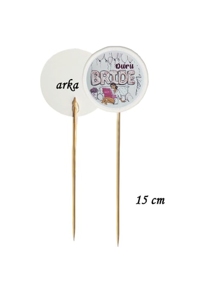 15 Cm Uzun Kürdan - 20 Adet Kişiye Özel Baskılı Bekarlığa Veda Pasta Kürdanı Bride To Be -1
