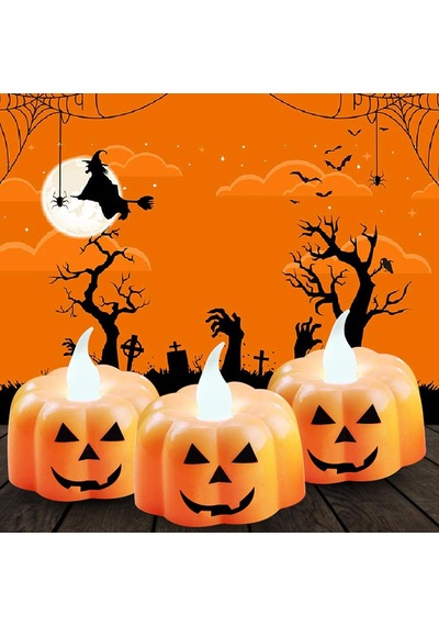 Halloween Bal Kabağı Led Mum, 5cm X 3 Adet