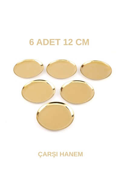 Yuvarlak 6 Parça Gold Paslanmaz Çelik Yuvarlak Çerezlik Tabağı