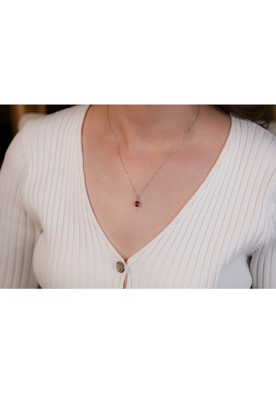 925 Ayar Gümüş Oval Kesim Yakut Ve Pırlanta Taşlı Rose, Sarı Altın Ve Gümüş Kaplama Hediye Kolye Altın 925 Ayar Gümüş Oval Kesim Yakut Ve Pırlanta Taşlı Rose, Sarı Altın Ve Gümüş Kaplama Hediye Kolye Altın