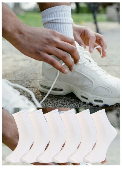 Silk Step 6'lı Paket Kadın, Beyaz Günlük Kolej - Spor Çorabı 6 Çift Beyaz Beyaz