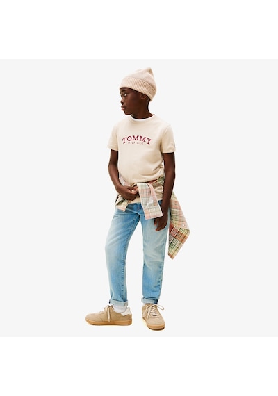 Tommy Hilfiger Monotype Print Graphic Çocuk Bej T-shirt Kb0kb10051 Bej