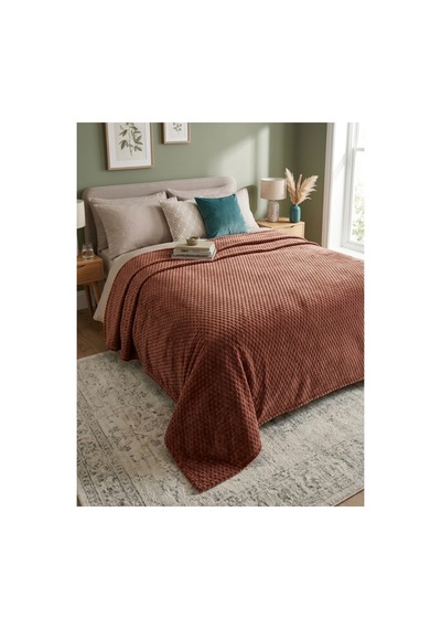 Çift Kişilik Soft Battaniye 220x240 Cm Kutulu Lüks Kabartmalı Yumuşak Dokulu Battaniye Bordo