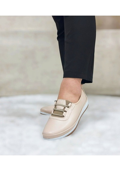 Meluxury Shoes Tam Ortopedik Siyah Anne Ayakkabısı Sportif Babet Model Kadın Ayakkabı Model:mg361 Krem