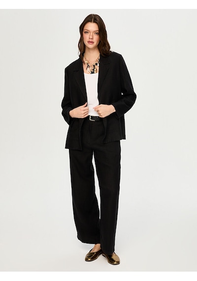 %100 Keten Astarsız Blazer Ceket S26ckt015 Us26ckt01510 Siyah