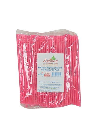Körüksüz Pipet Ayran Kola Meşrubat Pipeti 19 Cm Kırmızı 150 Adet Paket