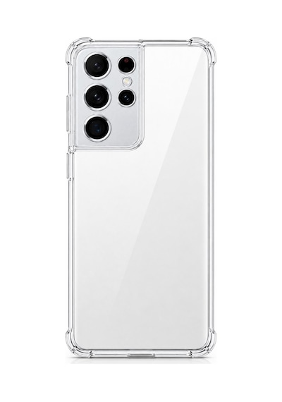 Logis Samsung Galaxy S21 Ultra Uyumlu Şeffaf Silikon Kılıf Kamera Korumalı Darbe Emici Esnek Tpu