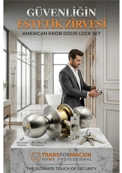 Topuzlu Kilit Amerikan Kapı Kilit Buton Set 426576