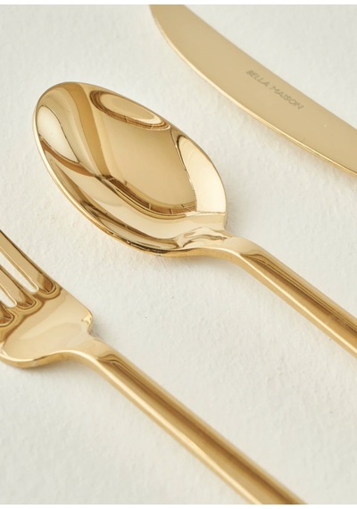 Bella Maison Milano 18 Parça Tatlı Çatal Kaşık Bıçak Seti Gold Gold