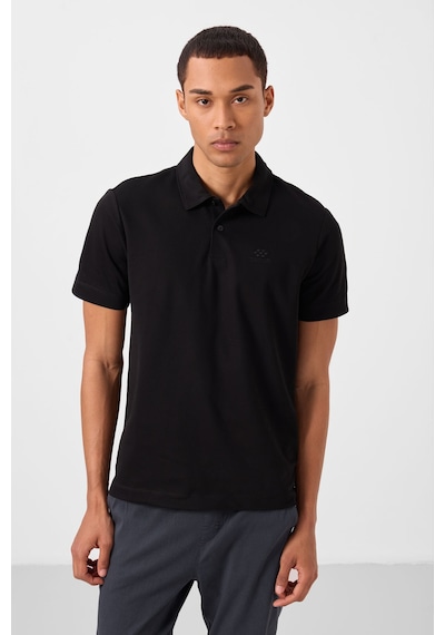 Tommylife Tommy Life Siyah Basic Logolu Standart Kalıp Triko Polo Yaka Erkek T-shirt - 87748 Siyah