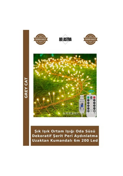 Şık Işık Ortam Işığı Oda Süsü Dekoratif Şerit Peri Aydınlatma Uzaktan Kumandalı 6m 200 Led Gün Işığı