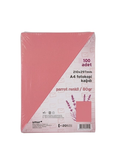 Umur Renkli Fotokopi Kağıdı A4 80gr 100lü Pembe
