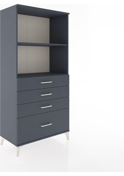Hyperion Dolap 2 Raflı 4 Çekmeceli 88x44x182 Antrasit-antrasit Antrasit