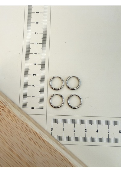 316 L Cerrahi Çelik 1,6mm 10mm Çelik Halka Küpe Gümüş 4 Adet