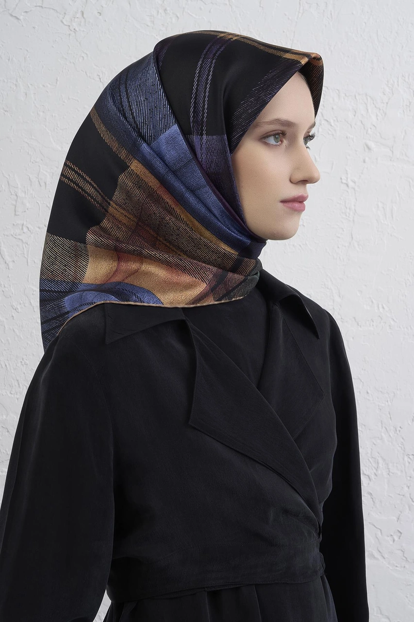 Armine Geometrik Desenli Saf İpek Twill Eşarp 9424d 31 Çok Renkli