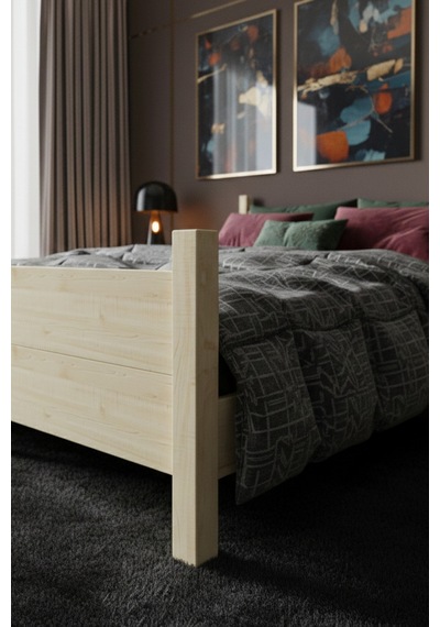 Renazzo Melodi Masif Ahşap Karyola Ve 2 Adet Komodin Natürel 140x200 Natürel - 140 X 200