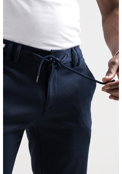 Ecer Slimfit Beli Lastikli Ve İplikli Çizgili Pamuklu Kışlık Kumaş Erkek Jogger Pantolon 001