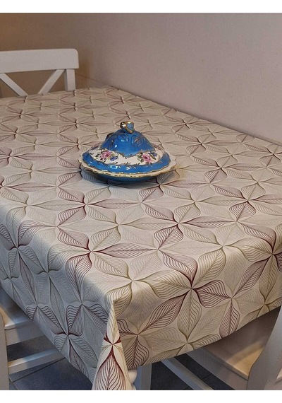 Simli Keten Dokulu Pvc Masa Örtüsü 24keteno6 Bordo