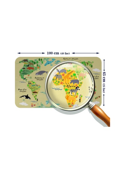Eğitici Dünya Haritası Dünya Atlası Çocuk Ve Bebek Odası Duvar Sticker-60x105-3772 - Renkli Çok Renkli
