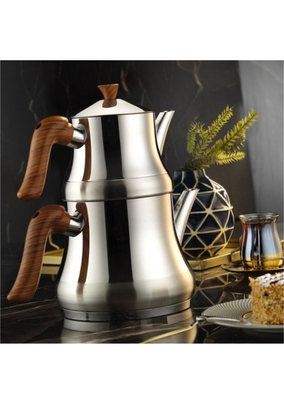 Lines Naz Aile Boyu Çaydanlık Ahşap Kulp Inox